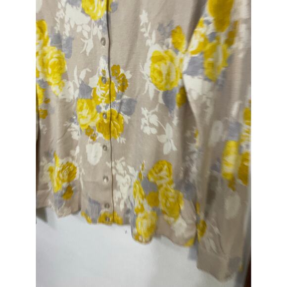 Charter Club Womens Cardigan Sweater Yellow Floral Size Large Preppy Office - Picture 5 of 6
